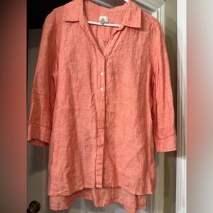 Chico's Coral 3/4 Sleeve Blouse